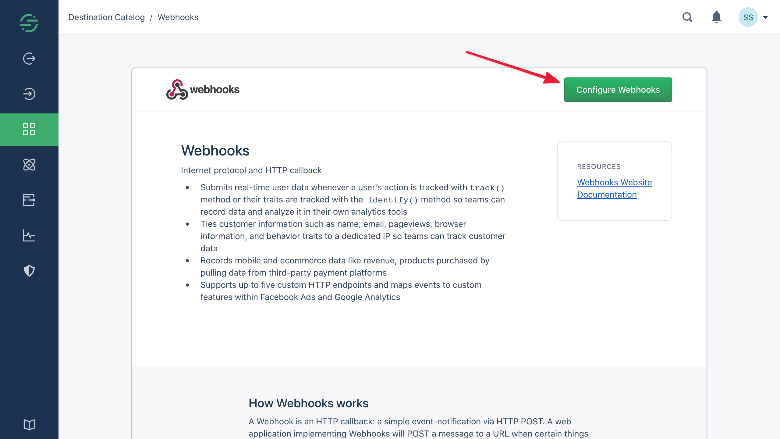 Click Configure Webhooks